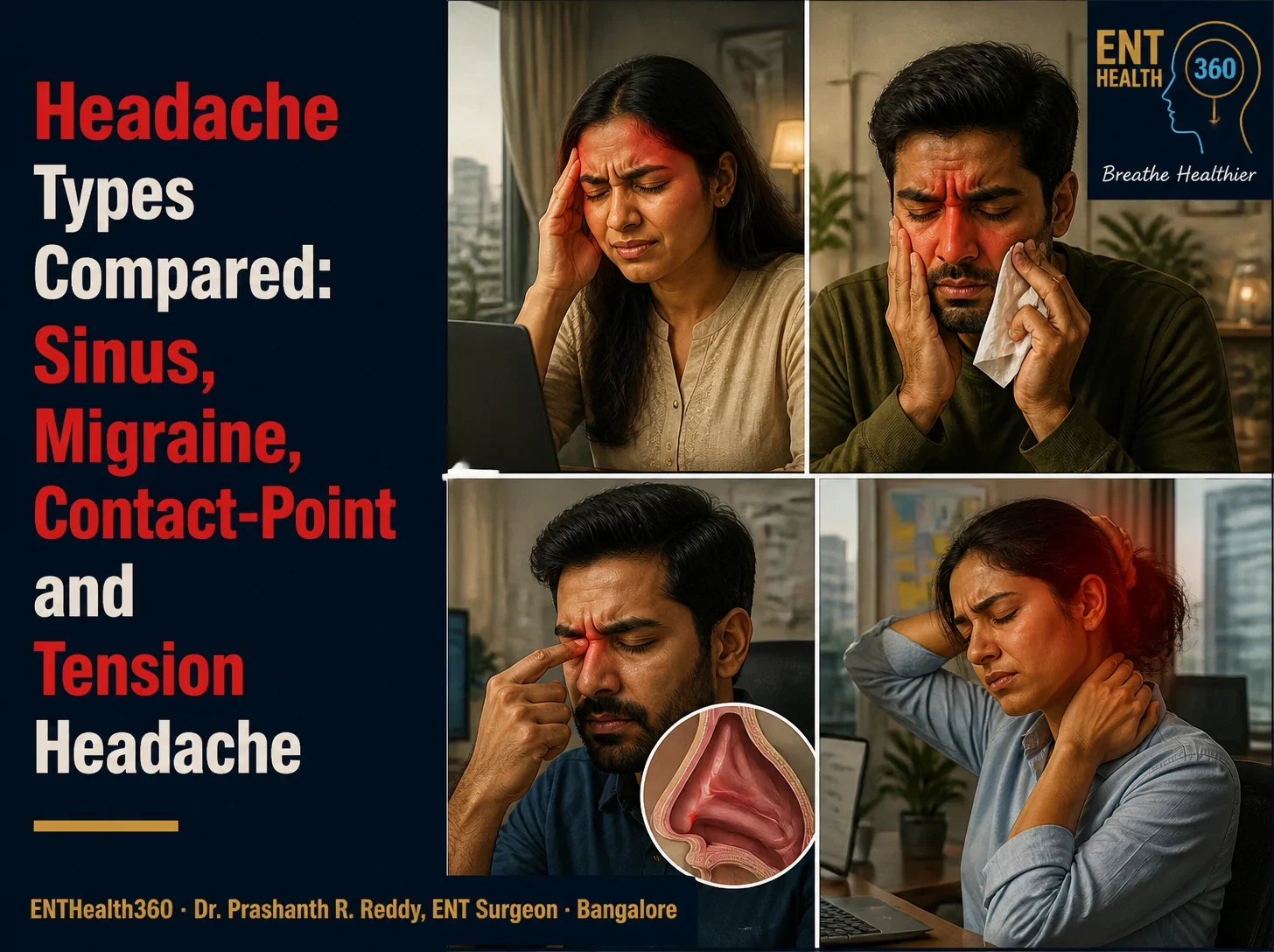 Contact-Point Headaches That Can Look Like Migraine: Nasal Trigger Sites Compared – ENTHealth360, Dr. Prashanth R. Reddy, ENT Surgeon, Bangalore